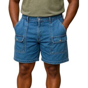 Redhead Mens Size 38 Shorts 6-Pocket Denim Cargo Elastic Back